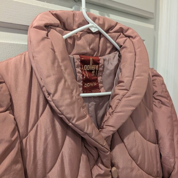 Vintage J.Gallery Duck Down 1980s Dusty Rose Long Puffer Winter Coat - Women's M - Picture 14 of 16